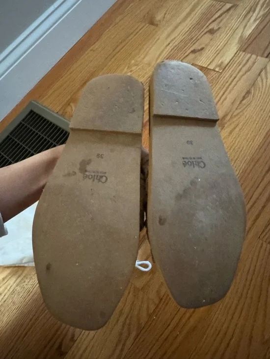 Chloé Brown Lace Logo Slide Sandals - Picture 6 of 7